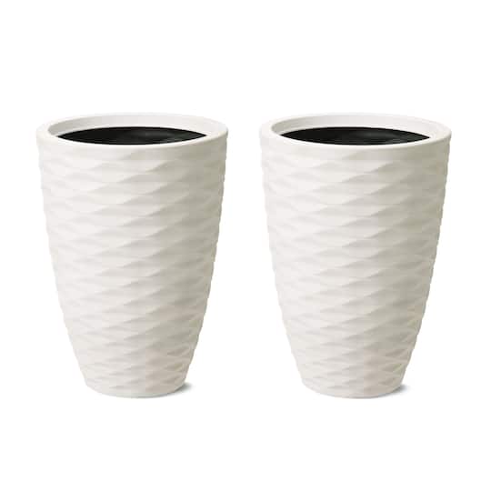 Glitzhome® 19" Eco-Friendly Oversized Tall Round Diamond Planters